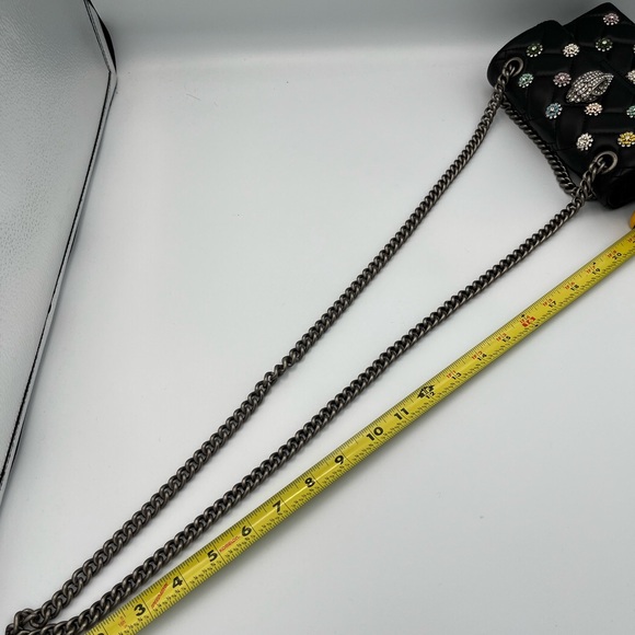 Kurt Geiger London Blk Leather Kensington Crossbody Chain Bag Small Rhinestone - Picture 10 of 13